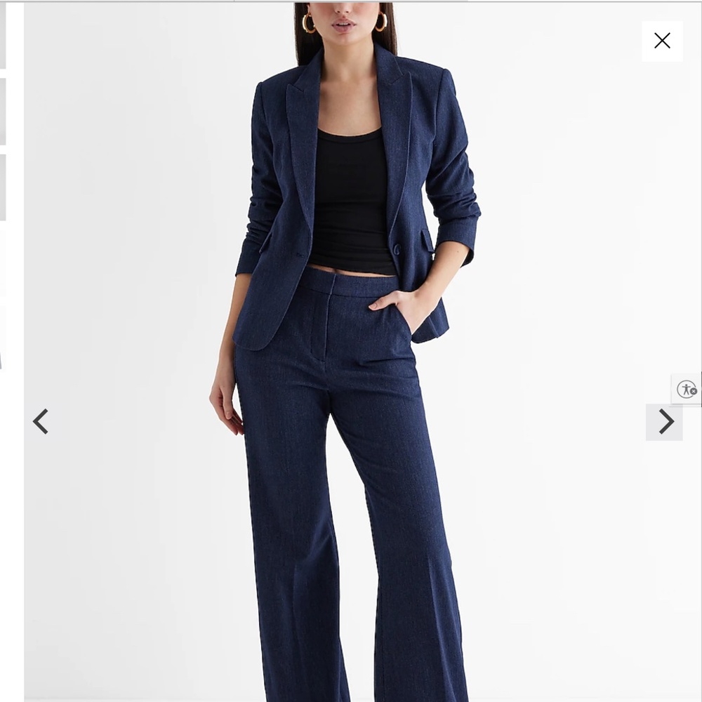 Express Editor Fitted One Button Blazer Heather B… - image 4